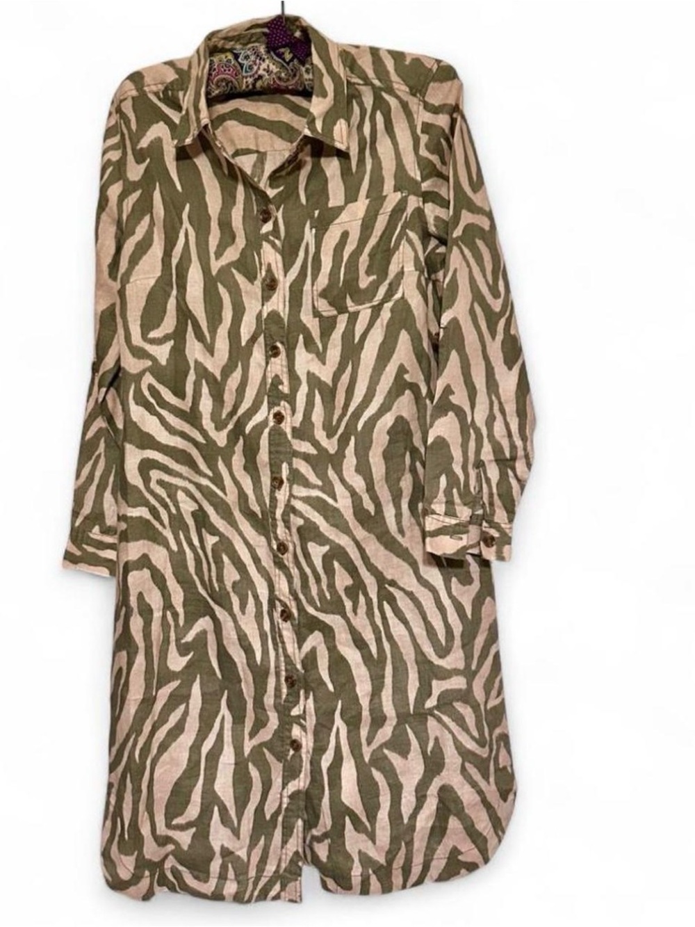 OLSEN Europe
NWOT- Sage Zebra Print Linen Shirt Dress